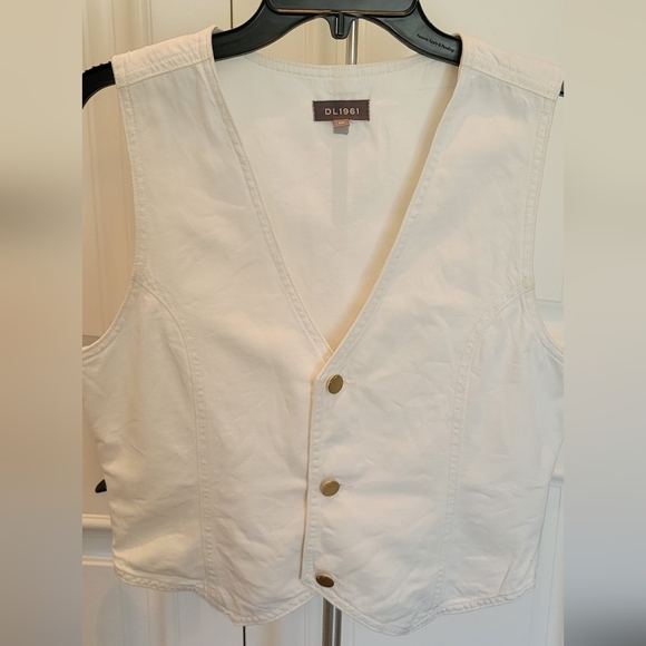 DL1961 White Denim Vest Linen Blend - Picture 8 of 13